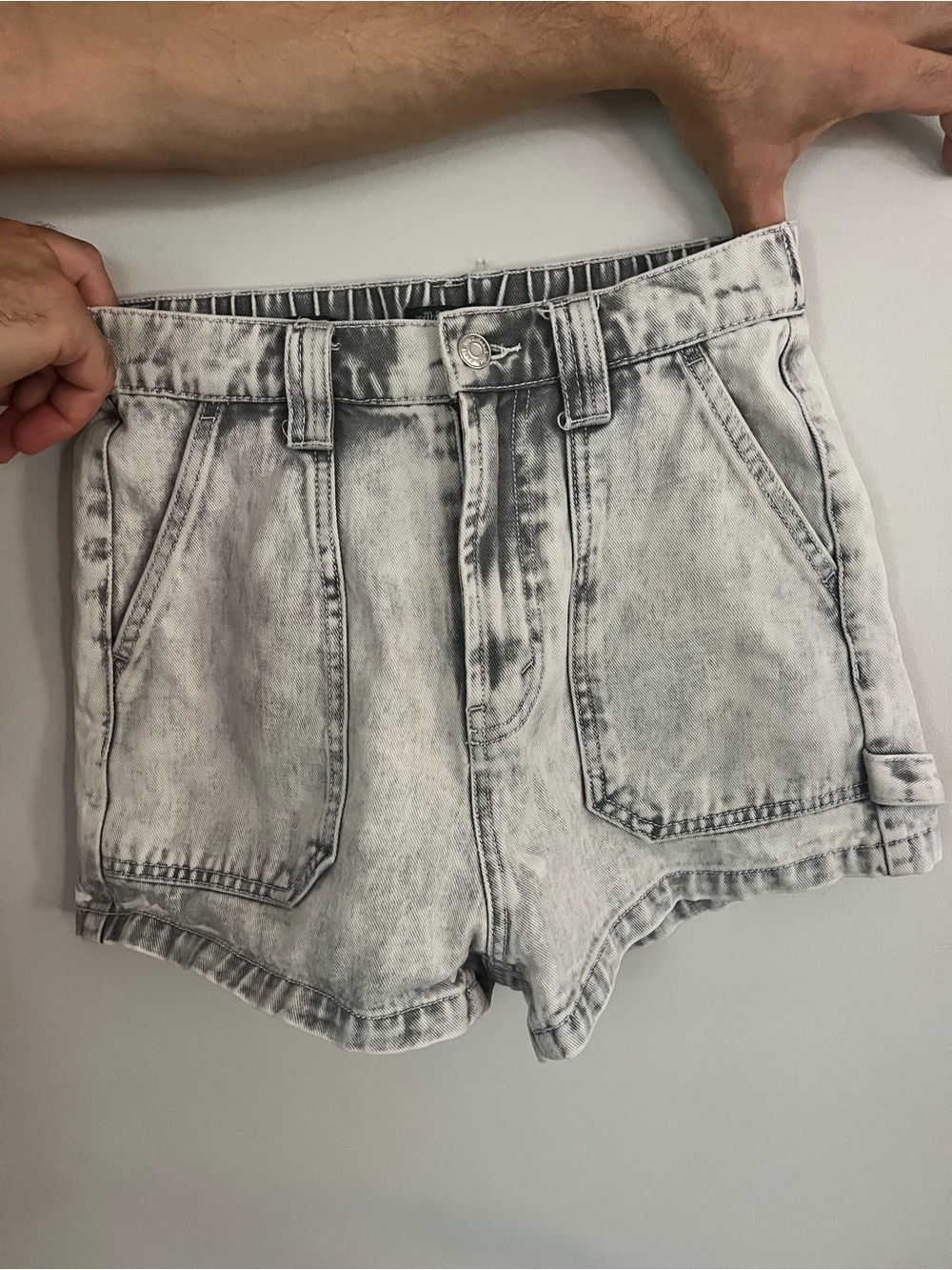 wild fable Light Gray Acid-Wash High-Rise Denim Shorts